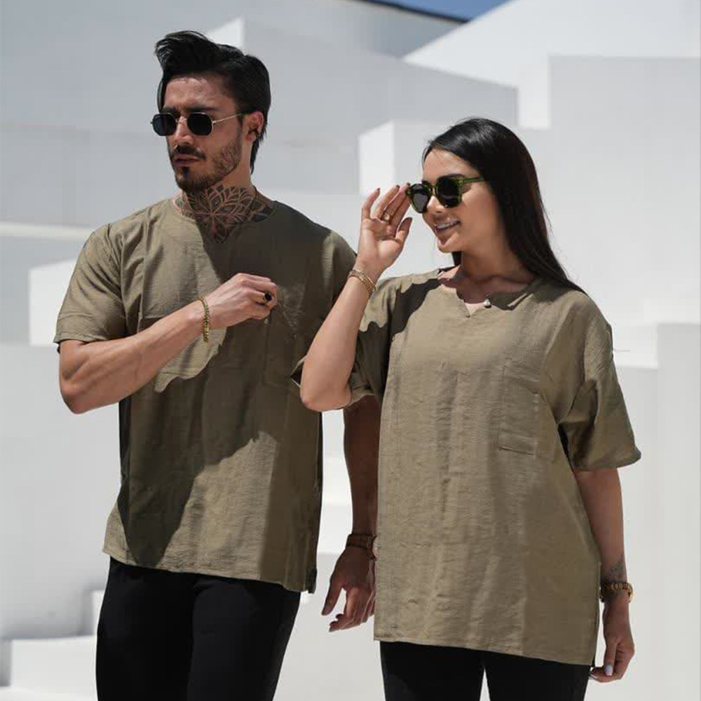 ست تیشرت دونفره آلفا زیتونی